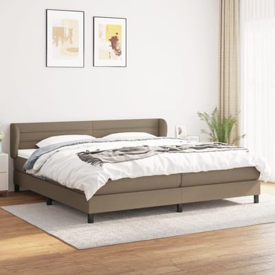 vidaXL - Boxspring - met - matras - stof - taupe - 200x200 - cm
