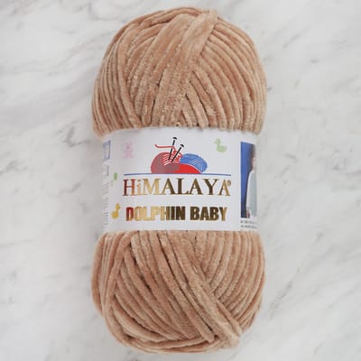 Himalaya Dolphin Baby 80365 Beige Fluwelen Garen, Breien en Haken, 100g, Super Zacht, Fluweel Breigaren, Volumineuze Pluche, Schijnen Fluweelachtig, Chenille Dolfijn Baby Wol, Amigurumi, Velluto Velours, Breiwol, Haakgaren, Kind Deken
