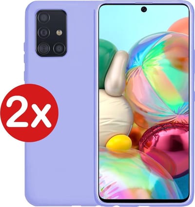 Hoesje - 2 Stuks - Geschikt voor Samsung Galaxy A71 - Sterk & Shockproof - Telefoonhoes - Back Cover - Case Siliconen - Telefoon Hoes - Lila