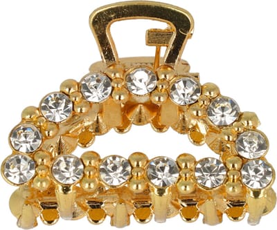 Haarsoires Haarspeld Haarklem 4cm – Halfronde Vorm met Strass Steentjes – Metaal – Goud