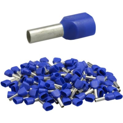 Trytyt - Dubbele Geïsoleerde Kabeleindhulzen - 2X2.5/10 - Blauw - 100 stuks