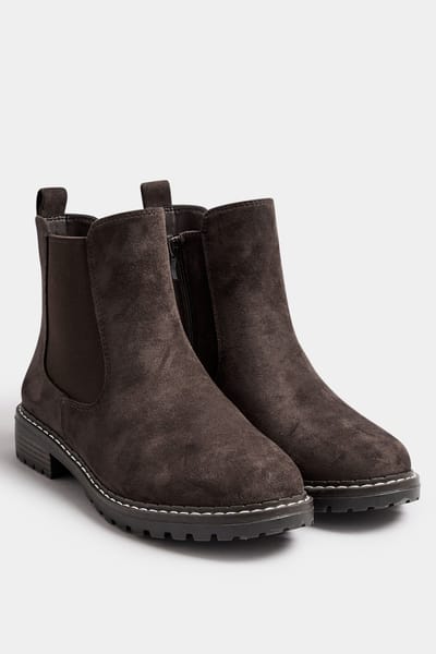 Yours Bruine Chelsealaarzen Van Imitatiesuède Met Extra Brede Eeepasvormsize 38EEE