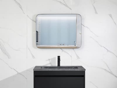 Mawialux Badkamerspiegel met zwarte rand - 80x60cm - Rechthoek - Verwarming - Cobie