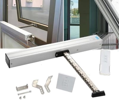 Elektrische raamopener - Automatische opener - Dakraam ventilatie - Draadloze bediening - 300-1000 mm slag - Zilver