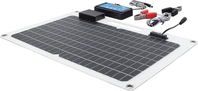 Zonnepaneeloplader - Draagbare Stroom - Buitenstroom Genereren - Monokristallijn Paneel - 100W Vermogen - Zwart