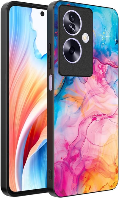Smartphonica Telefoonhoesje Geschikt voor Oppo A2 - Oppo A79 met Regenboog Acryl Marmer Opdruk - TPU Backcover Case Rainbow Acrylic Marble Design geschikt voor Oppo A2;Oppo A79