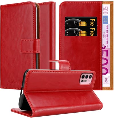 Cadorabo Hoesje geschikt voor Motorola MOTO G10 / G30 in WIJN ROOD - Beschermhoes met magnetische sluiting, standfunctie en kaartvakje Book Case Cover Etui