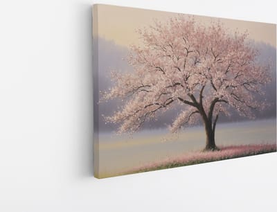 Saammp Canvas Schilderij - Roze Boom - Natuur - Landschap - 45x30 - Foto op canvas - Wanddecoratie - Muurdecoratie Woonkamer - Slaapkamer decoratie - Canvas Print