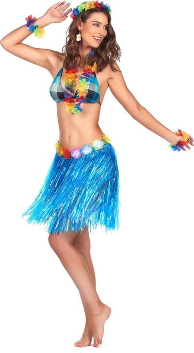 Blauwe hawaiiaanse rokje voor volwassenen - Verkleedkleding