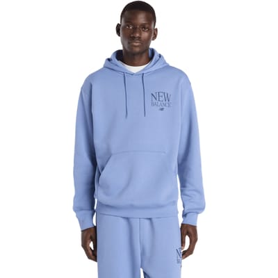 New Balance fleece Hoodies Heren - Blauw - Maat L - Katoen Jersey