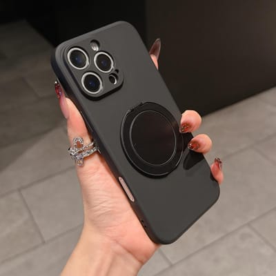 360° Roterende Standhouder Vloeibare Siliconen Hoesje Voor iPhone 16 E 15 14 Plus 13 12 Mini 11 Pro Max Ring Kickstand Grip Beugel Cover iPhone 12