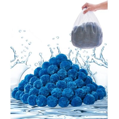 VEVOR zwembadfilterballen voor zandfilters, 0,71 kg, voor het vervangen van zwembadfilterzand, blauwe polyestervezelfiltermedia met waszak, voor zwembaden, aquaria en bovengrondse zwembaden