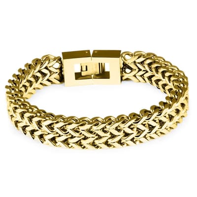 Victorious Gouden Armband Heren – Gevlochten Goud en Roestvrij Staal – Goud – 19cm