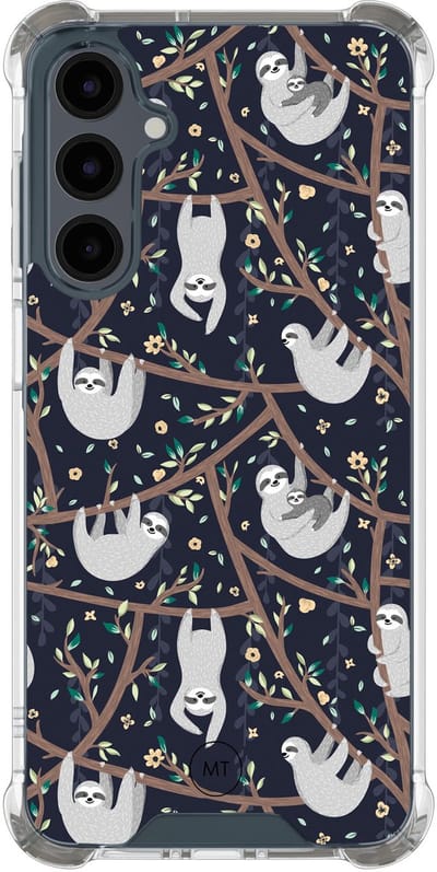 Hoesje (shockproof) geschikt voor Samsung Galaxy A16 - Luiaard print - Extra sterke case - TPU/polycarbonaat - Print - Blauw, Transparant