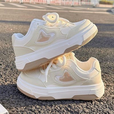Kleine Witte Schoenen Kinderen Lente en Herfst Nieuwe Ins Trendy Dikke Zool Veelzijdig Leren Bovenwerk Casual Board Schoenen 40 white