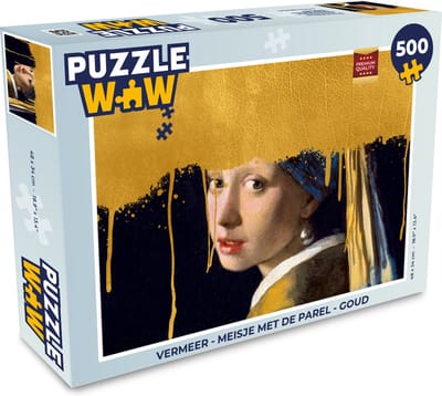 Puzzel Vermeer - Meisje met de parel - Goud - Legpuzzel - Puzzel 500 stukjes