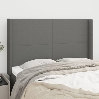 vidaXL - Hoofdbord - met - randen - 147x16x118/128 - cm - stof - donkergrijs