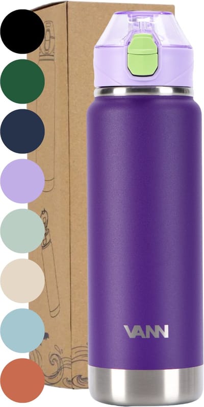 VANN® RVS Drinkfles met rietje 750 ML voor volwassenen - Bidon met rietje - sportfles 24 uur koud/12 uur warm - Wild Berry - VANN ACTIVATE BOTTLE