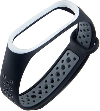 KELERINO. Siliconen bandje geschikt voor Xiaomi Mi Band 3 / 4 - Zwart / Grijs