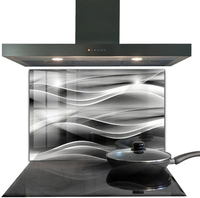 Tulup Achterwand Keuken - Golfabstractie-energie Keuken Achterwand - 80 x 60 cm - Grijs Glazen Achterwand Keuken - Texturen en Patronen Keuken Achterwand Glas - Kookplaatachterwanden - Kookplaat achterwand