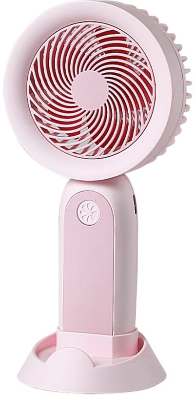 VHV-Handventilator met Led-Verlichting - Stille Oplaadbare Mini Ventilator - 2-in-1 Tafelventilator met USB - Compacte Bureauventilator voor Studentenkamer, Thuiswerkplek, Festival en Kamperen