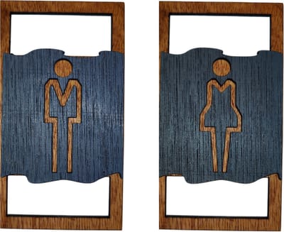 Djemzy - deur bordje - bordje - Toilet bordje man en vrouw symbool - 3d - donkerroodhout,zwart - 3.6mm multiplex