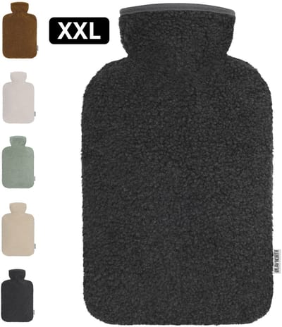 Ølav North – XXL Kruik met Teddy Hug hoes - Incl geschenkverpakking - Tot 8 uur warmte - Warmwaterkruik - 3.4 liter – Stone Grey - Cadeau voor haar, vrouw, vriendin