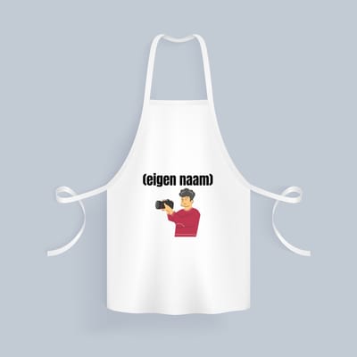 Akyol - fotograaf man grijs haar met eigen naam Keukenschort - Fotograaf - fotografen - leuk cadeau voor iemand die houd van foto's maken - cadeau - kado - 82 bij 71 cm