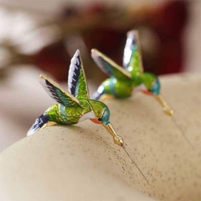 1 Paar Simulatie Kolibrie Oorbellen Schattige Kolibrie Vogel Metalen Stud Oorbellen voor Vrouwen Meisje Cadeau brown