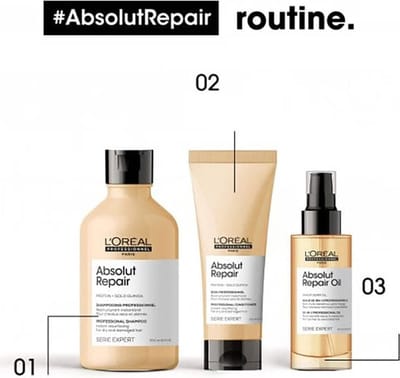 L`Oreal Professionel - Absolut Repair Set - Shampoo + Conditioner + Olie - Beschadigd Haar Pakket - Serie Expert Giftset