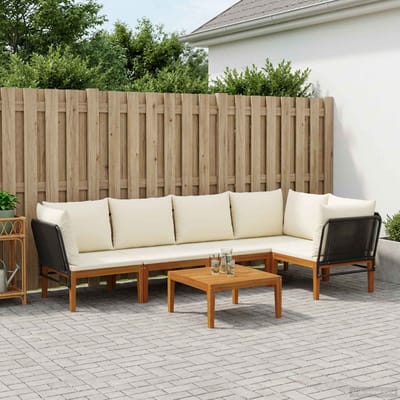 vidaXL - 6 - st - Massief - acaciahout - & - touw - Naturel