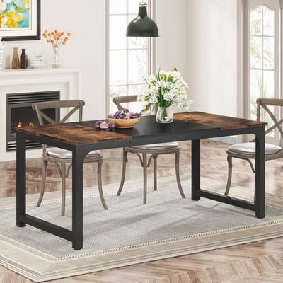 Eettafel Rechthoekig - Keukentafel Hout - Gezellig Tafelen - Industriële Stijl - 160 x 80 cm - Rustiek Bruin