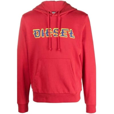 Diesel Heren Pixel Logo Hoodie (Rood)