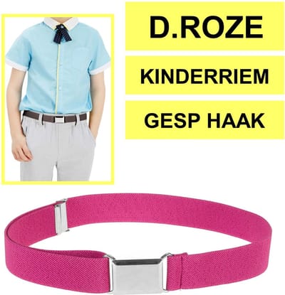 Fako Fashion - Kinderriem Elastisch Gesp - Elastische Riem Voor Kinderen - Rekbare Riem - Broekriem - Stretch Riem - Donkerroze