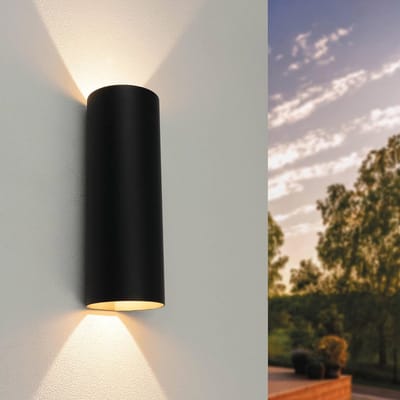 LED Wandlamp 9W - 800 Lumen, 3000K, IP54, Zwart, Dubbelzijdig, Buitenshuis, Tuinverlichting