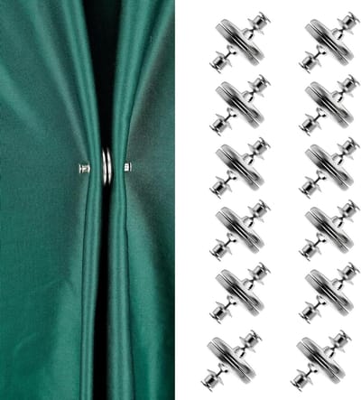 Magnetische Gordijnhouders met Knopen - 12 Paar - Ideaal voor Badkamer, Woonkamer en Slaapkamer - Decoratieve en Functionele Oplossing voor Gordijnen