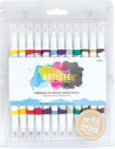 Dual Tip Brush Markers (12pcs) - Vintage