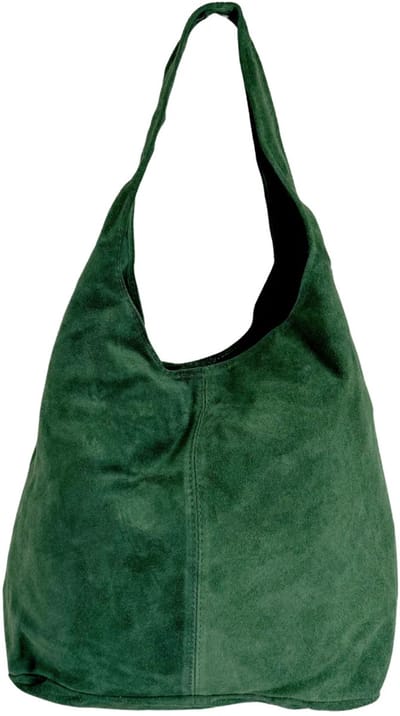 Donker Groene Suède Schoudertas Lili - Handtassen - Shoppers - Ruime Suède dames tassen - Donker Groen