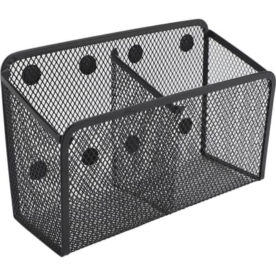 Porte-stylo magnétique multifonctionnel grande capacité en métal maillé pour armoire tableau blanc effaçable à sec gray