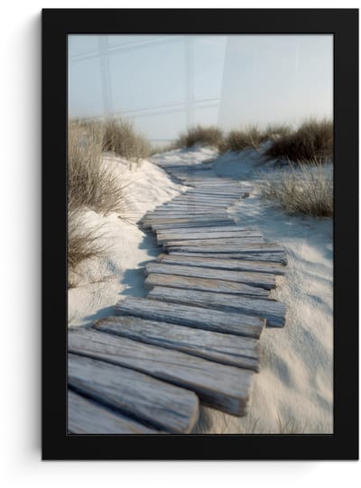 Poster in lijst - Fotolijst 20x30 cm - Posters - Pad - Planken - Duinen - Gras - Posterlijst zwart - Decoratie - Wanddecoratie woonkamer - Muurdecoratie slaapkamer