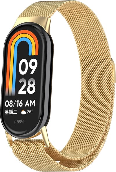 By Qubix - Milanese band - Goud - Geschikt voor Xiaomi Smart Band 8 / 9 / 10