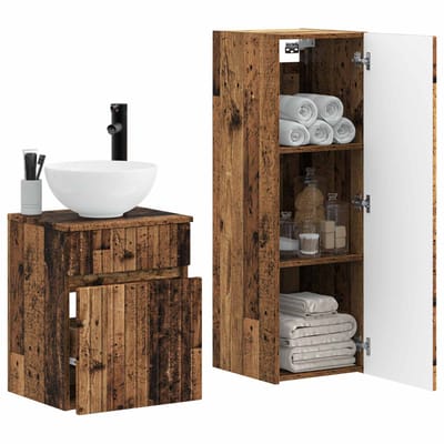vidaXL - Badkamermeubel - Set - 2 - st - Oud - hout - 33 - x - 34,5 - x - 100 - cm