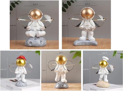 Bril Stand - Hars Beeldje - Bureau Decoratie - Leuk Astronaut Design - Detailmaten Afgebeeld - Meerdere Kleuren