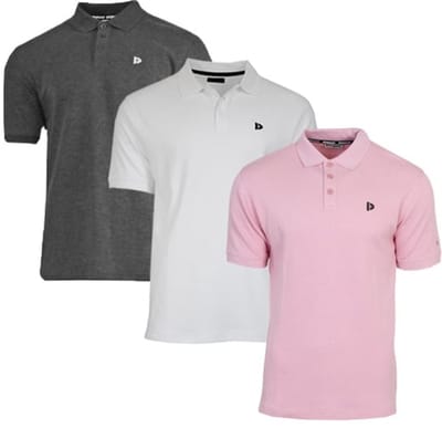 3-Pack Donnay - Polo (Noah) - Sportpolo - Heren - Charcoal/White/Candy Pink (773) - maat S
