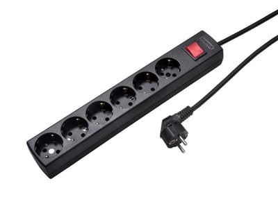 Martin Kaiser 6-voudige contactdoos 45 graden (Europese Stekkerdoos) - Schakelaar met 1,5m kabel (Europese Stekkerdoos) - 1033ZL/15W/SW