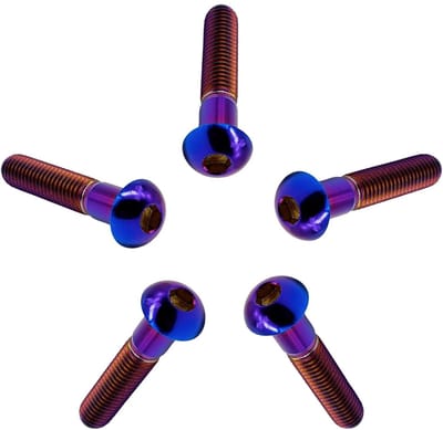 5 stuks titanium lenskopschroeven met binnenzeskant M5 x 25 mm, gedeeltelijke schroefdraad halfronde kopschroef van titanium GR5, platte kopschroef lensschroef knopschroef ronde kop schroeven