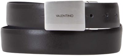 VALENTINO Leren riem Litech Plaque Buckle Belt W115 Nero / Blu zwart donkerblauw