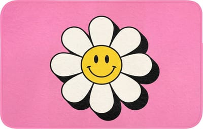 WC mat 80x50 cm - Antislip - Smiley - Bloem - Roze - Toiletmat - Vloermat - Douchemat - Toilet tapijt - Toiletmatten