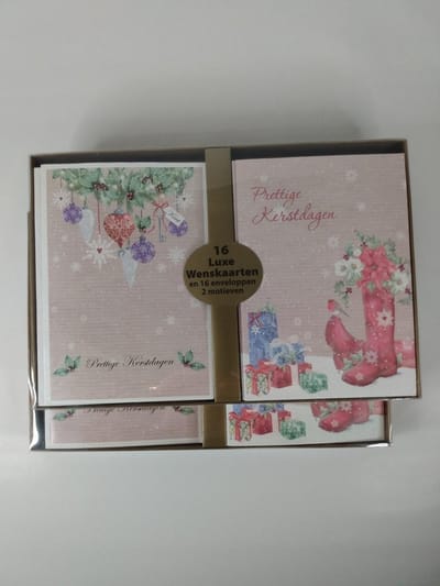 16 Luxe Kerstkaart en Nieuwjaarskaart - met envelop - 13x18cm- 16 stuks - Goud