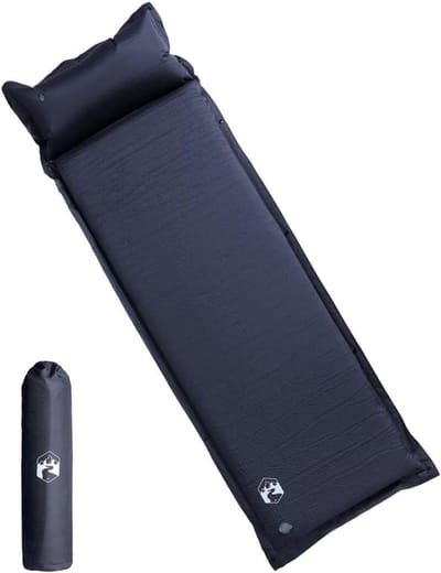 Zelfopblazend matras - Slaapmat kussen - Kamperen buiten - Geïntegreerd kussen - 195 cm - Grijs